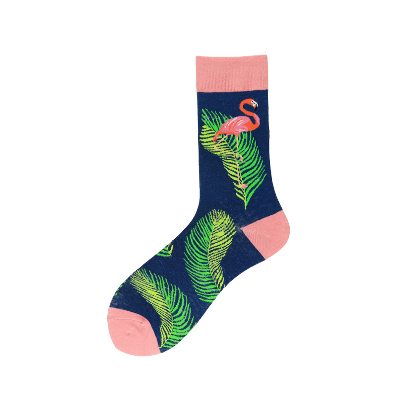 Crane Flamingo Leaves Cotton In Tube Socks For Men Cotton Tube Socks For Men And Women